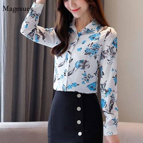 Ol Style Single-breasted Long Sleeve Floral Womens Printed Shirt Blouse Women 2020 Autumn New Fashion Slim Commuter Shirt 10623