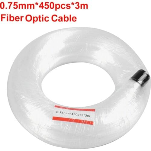 0.75mm*450PCS*3M PMMA Plastic Fiber Optic Cable End Glow Led Light Clear DIY For LED Star Ceiling Decoration