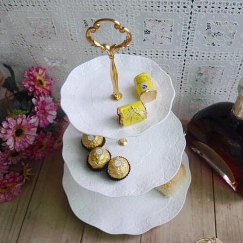 1 Sets 2 Or 3 Tier Cake Plate Stand(Plate Not Include) Handle Crown Fitting Metal Wedding Party Silver/Golden Drop Shipping