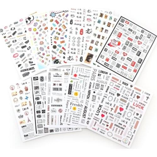 1Pc Ultra-thin 3D Nail Art Sticker Black And White Character Series Adhesive Sticker 3D Manicure Sticker Nail Art Decor Wraps