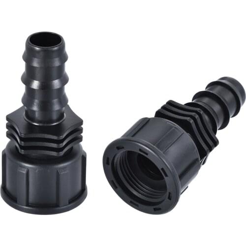 Uxcell ABS Hose Barb Fitting Coupler, 16mm Barb x G3/4 Female Thread Pipe Adapter, Black 2Pcs