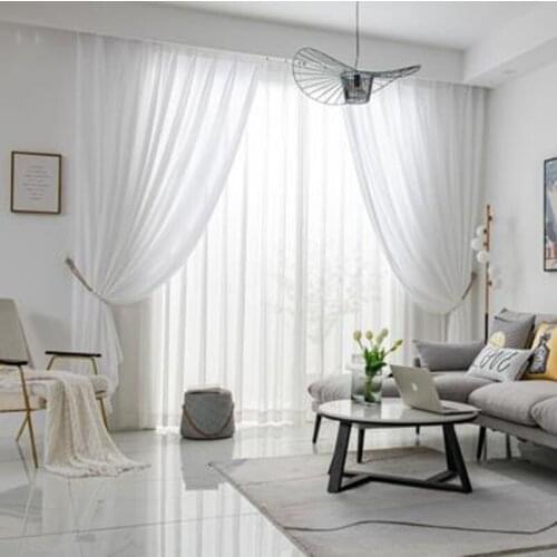2021 White Tulle Blackout Curtains For Living Room Para Salon Cortinas Rideau шторы фатин Nordic Minimalist Modern Retro Country