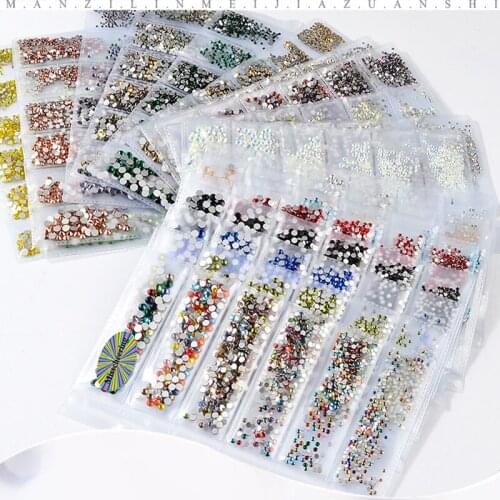 6 Grids Multi-size Crystal Manicure Rhinestones Nail Decoration Strass Charms Stones For 3D Designs Nails Accessoires