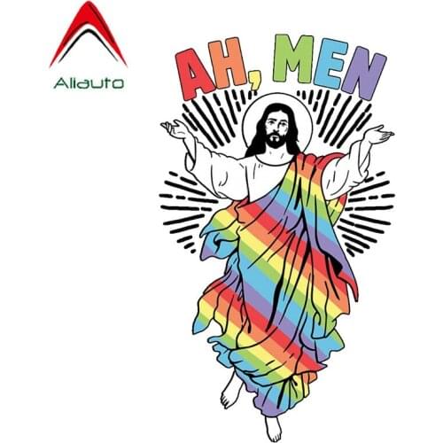 Aliauto Funny Ah Men GAY Jesus Car Sticker Decorative PVC Decal for Tesla Toyota Chevrolet Honda Hyundai Kia Lada ,9CM*15CM