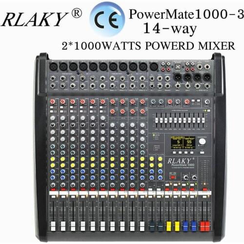 Audio Mixer Amplifier PM1000-3 Digital Audio Mixer Consoles 14 Channel Professional Powered Mixer 4 Group Double Effect Audio DJ