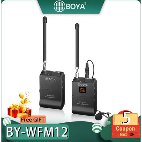 BOYA BY-WFM12 Wireless Microphone VHFMic System for iPhone Sony Canon DSLR Camcorder Audio Recorder PK WM4 BY-WM4