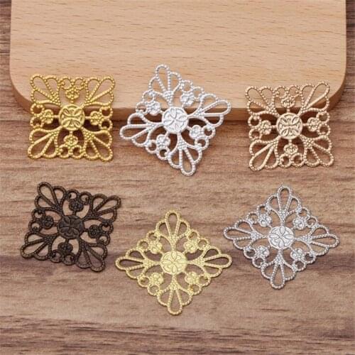 SIXTY TOWFISH 20 Pieces DIY Jewelry Accessories 25mm Handmade Materials Charms Brass Flower Filigree Flower Slice