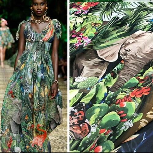 Digital printing chiffon fabric meter home service dress stretch satin fabric handmade DIY fabric wholesale polyester cloth