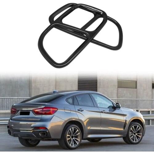 Stainless Steel Car Rear Tail Throat Decor Frame Car Exhaust Pipe Trim Cover Stickers for BMW X5 X6 M Sport