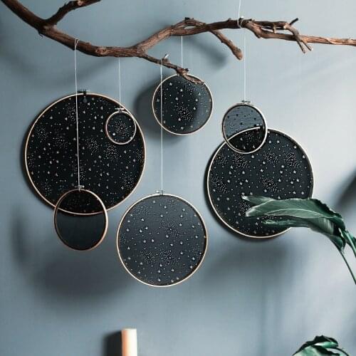 Wood products bamboo frame round star hanging Nordic style wedding living room wall decoration Pendant