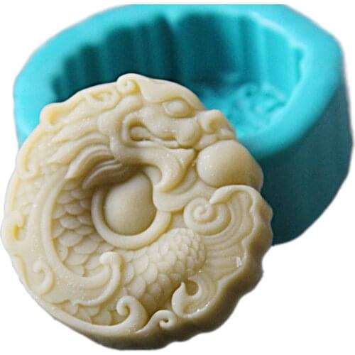 DIY Soap Mold 3D Dragon Embossment Pattern Mould Silicone Making Tools Plaster Aroma Clay Art Crafts