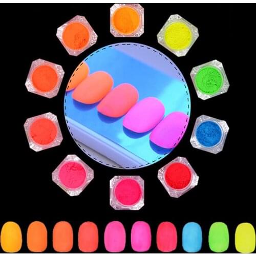 10g Neon Color Fluorescent Powder Ombre Fluorescent color Gradient Nail Glitter Art Fluorescence Effect Gradient pigments