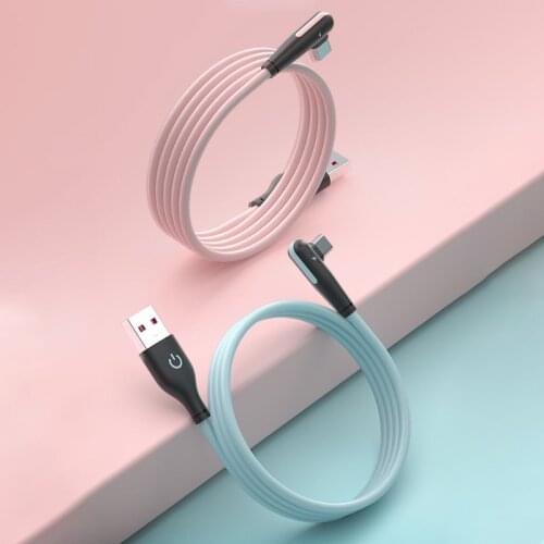 Elbow Liquid Silicone Type C Fast Charging Line Blue/ Pink/ Yellow Convenient Safe USB-c Cable for Most Mobile Phones N0PB