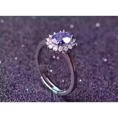 Natural blue tanzanite stone Ring Natural gemstone Ring S925 sterling silver trendy Elegant Diana womens party fine Jewelry