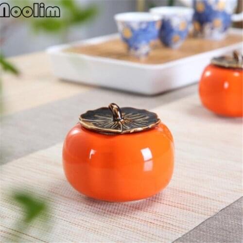 Creative Ceramic Hand Painted Sealed Cans Small Spice Jar Portable Travel Tea Caddies Storage Box Home Kitchen Food Container
