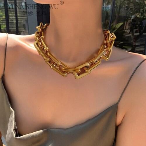 Punk Miami Cuban Choker Necklace Collar Statement Hip Hop Big Chunky Aluminum Thick Chain Necklace Women Jewelry Accessories