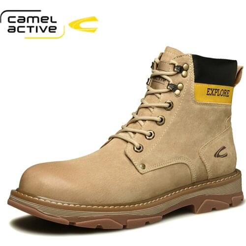 Camel Active New Mens Boots Winter Man Cushioning Genuine Leather Tooling Boots Textured Scrub Male Ankle Boots Footwear