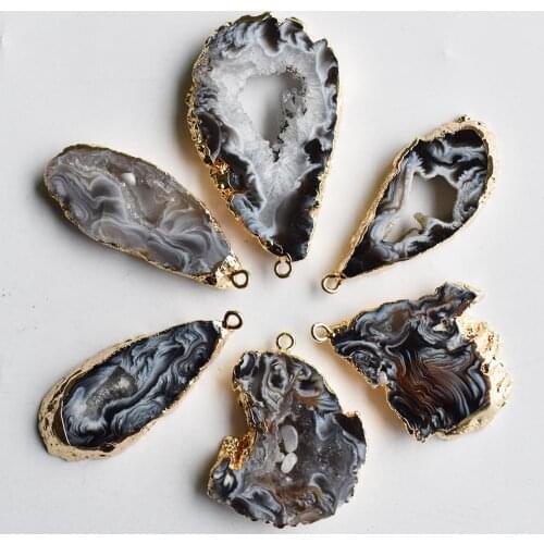 Natural Stone Agates Pendant Irregular Quartz Pendant for Jewelry Making DIY Necklace Earrings Accessories wholesale 6pcs/lot