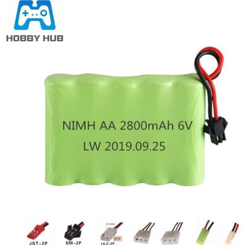 6v 2800mah NiMH Battery For Rc toys Cars Guns Tanks Trucks Robots NI-MH 6v Rechargeable Battery AA Battery Pack 1Pcs For RC boat