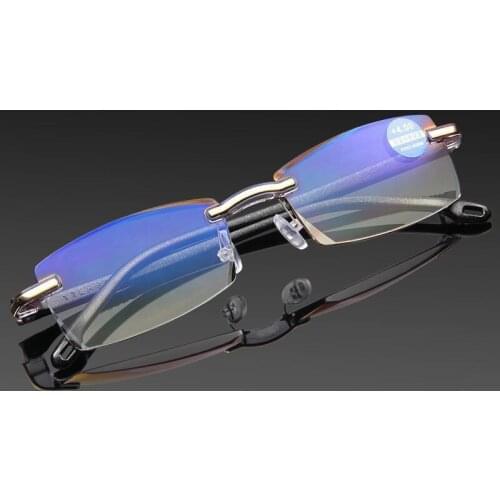 Rimless Trimming Anti Blue Light Reading Glasses Unisex Hyperopia Eyeglasses With Diopter +1.0 +1.5 +2.0 +2.5 +3.0 +3.5 +4.0