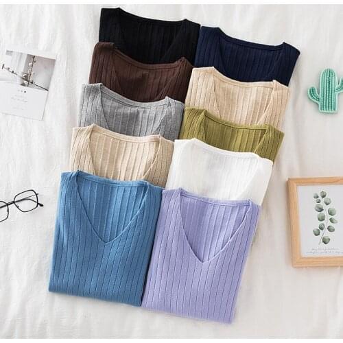 Solid White Striped Sweater Mock Neck Ribbed Jumpers Crop Pullover Blouse Knitted Long Sleeve Tops Sueter Mujer Female Clothing