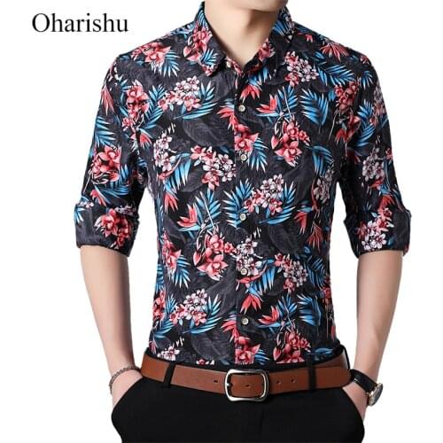 2019 Autumn Fashion Men Shirt Long Sleeve Flower Shirt Men Casual Men Clothing Floral Hawaiian Shirt 4XL 5XL 6XL 7XL