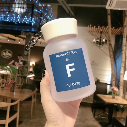 600ml Plastic Water Bottle BPA Free Transparent/Frosted Bottles Cute Water Bottle Korean Letter Water Bottle Portable Leakproof