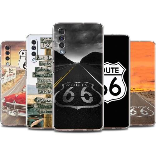 Transparent Case for Samsung Galaxy A50 A70 A10 A30 A20s A20e M31 30s M51 M10 Clear Smartphone Cover America Route 66 Travel