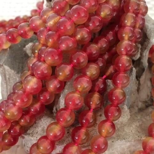 Multicolour red green tourmaline chalcedony jades stone crystal 4mm 6mm 8mm 10mm 12mm round loose beads jewels making 15inch B32