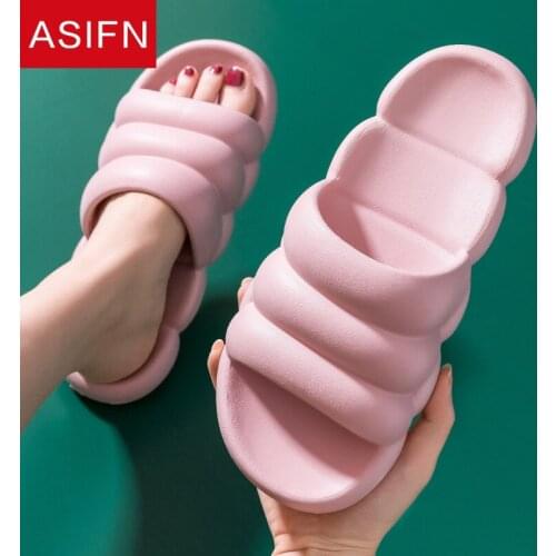 ASIFN House Womens Slippers Cute Home Ladies Flat Shoes Non-slip EVA Living Room Indoor Slides Shoes Flat Flip Flop Platform