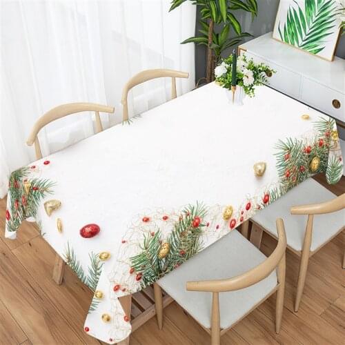 Christmas Bells Printing Tablecloth Cloth For Kitchen Dining Table Cover Waterproof Rectangular Desk Mats New Years Tablecloths