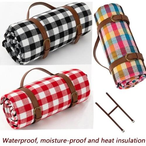 Top Outdoor Thicken Plaid Picnic Mat Foldable Sleeping Pad Waterproof Moisture Proof Pad Breathable Camping Travel Beach Blanke