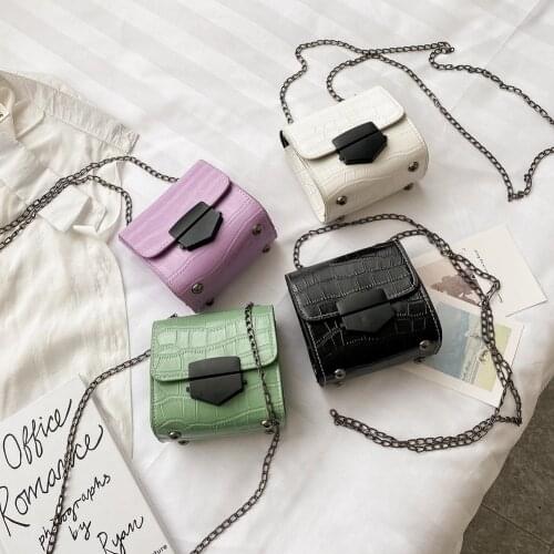 Retro Women Chain Alligator PU Crossbody Pouch Lady Mini Casual Shoulder Bags Youth Ladies Simple Versatile Bag