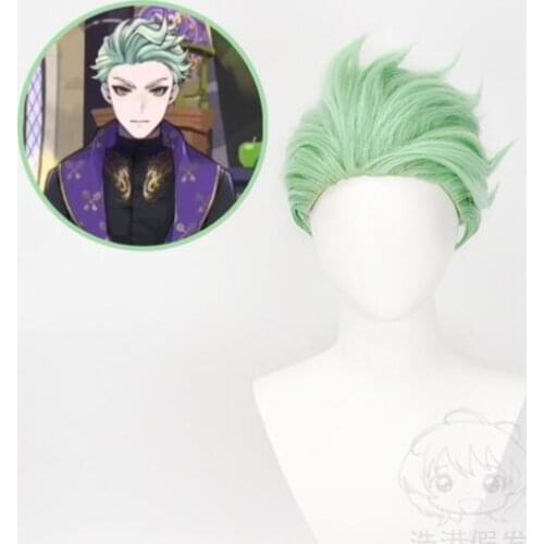 30CM Light Green Short Wig Cosplay Anime Twisted Wonderland Sebek Zigvolt Costume Heat Resistant Synthetic Hair Men Women Wigs