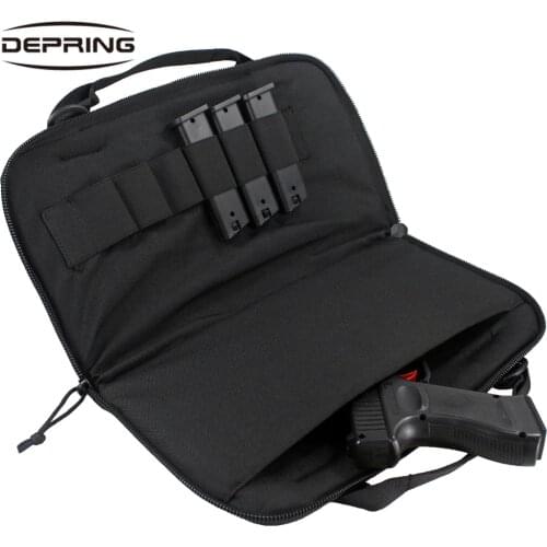 Tactical Attache Pistol Case Shooting Range Handgun Bag Magazine Pouch for Gun Storing Transporting