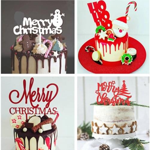 Merry Christmas Cake Topper Party Dessert Table Dessert Dress Up Party Supplies Cake Topper for Cupcake Diy Party Decoration G