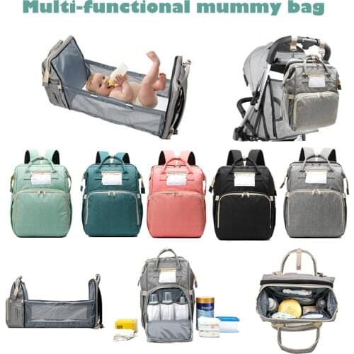 New Upgrade Baby Diaper Bag Multifunctional Mummy Maternity Bags Stroller Organizer Nursing Folding Bed Backpack Large Capacity