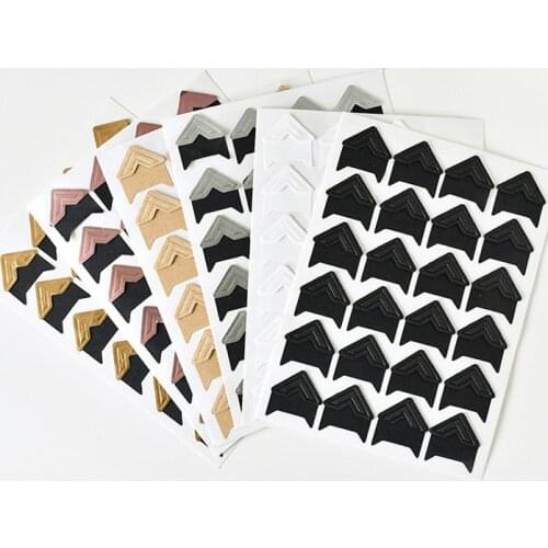 120pcs/lot (5 Sheets)Vintage Kraft Paper Corner Stickers for Scrapbooking Photo Albums Frame DIY Decoration Gold Silver Stickers