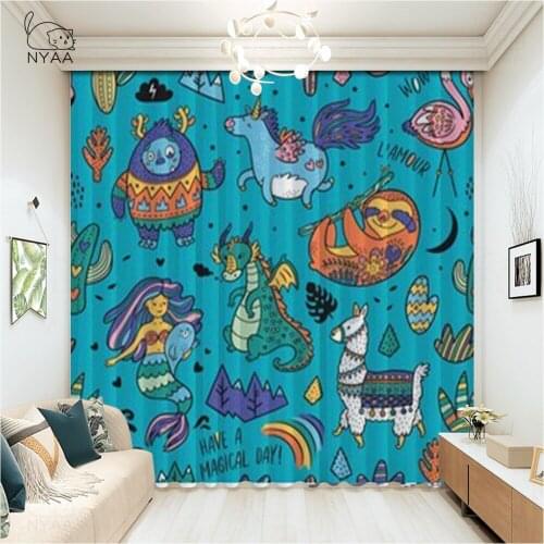 3D Print Pink Flamingo Pattern Green Leaf Short Curtain Cafe Curtain To The Window ChildrenS Curtains Room Girl Micro Shading