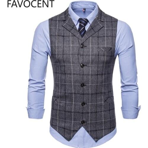 Suit Vest Men Jacket Sleeveless Vest Fashion Plaid Suit Waistcoat Business Vest Waistcoat Men British Blazer for Men Chaleco