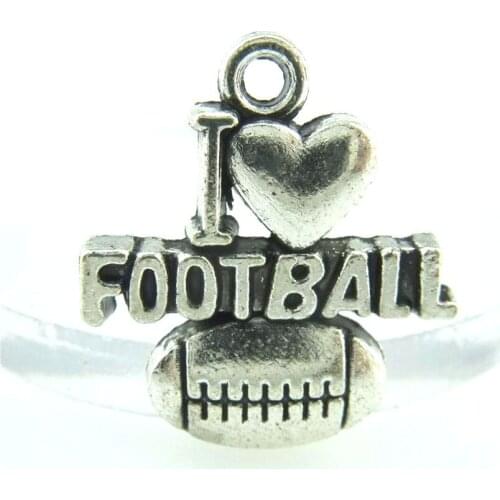 10pcs Antique Silver 20*19mm I Love Football Charms Pendant For Jewelry Making Bracelet Vintage Accessories