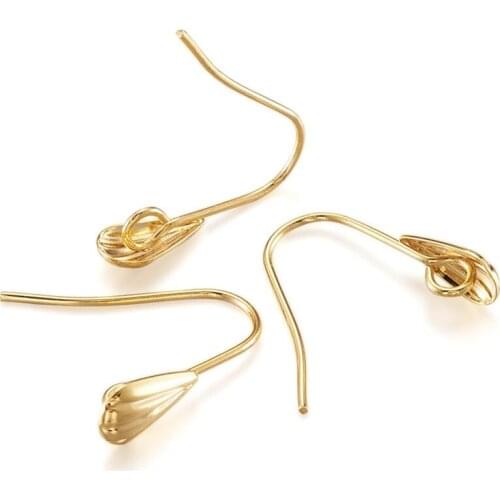 10pcs Brass Earring Hooks Findings Real Platinum 16K Gold Plated for DIY Earring Jewelry Making 16x17x5mm Hole:2.5mm pin:0.5mm
