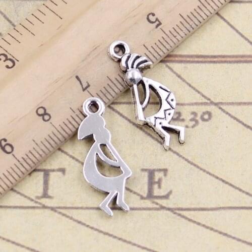 20pcs Charms Native Kokopelli 24x9mm Tibetan Bronze Silver Color Pendants Antique Jewelry Making DIY Handmade Craft