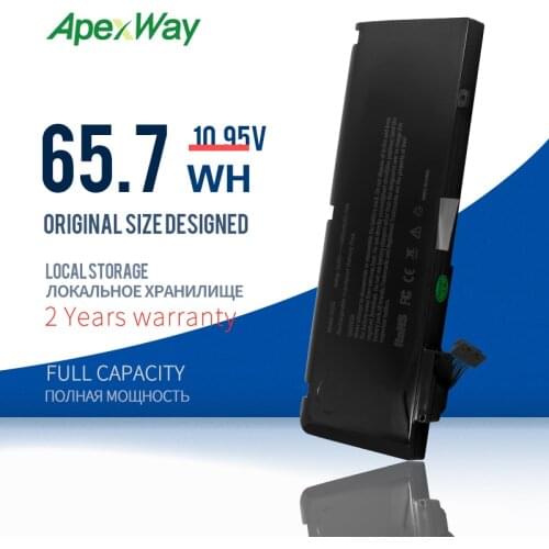 Apexway A1322 Battery for Apple MacBook Pro 13" A1278 2009 2010 2011 2012 Year MB990/MB991/MC700/MC724 10.95V 65.7Wh