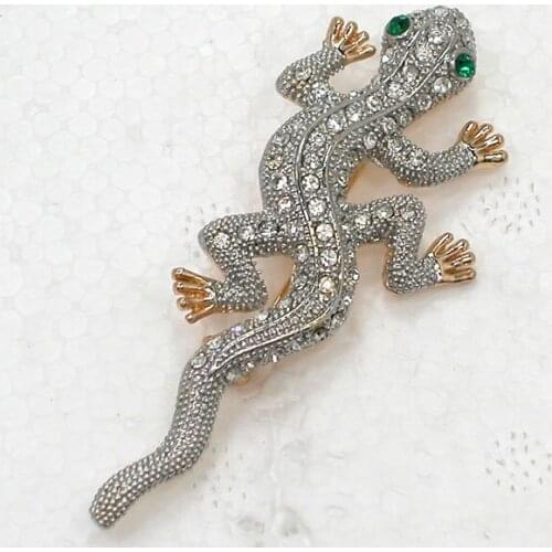 Clear Rhinestone Gecko Pin brooches C2144 A
