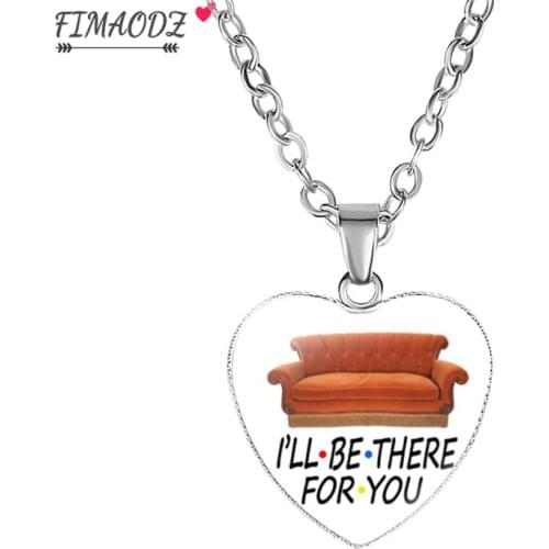 FIMAODZ Friends TV Show Heart Necklace Chain for Men Women Friend Ship Theme Glass Crystal Pendant Jewelry Gift