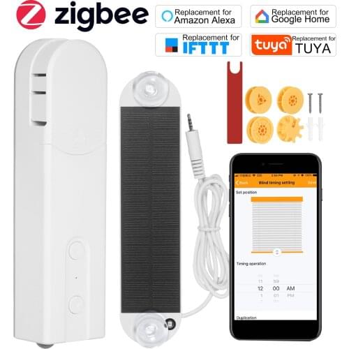 KKmoon Solar Powered Zigbee Blinds Drive Motor Tuya Motorized Chain Roller Voice Shade Shutter Drive Motor for Alexa Google Home