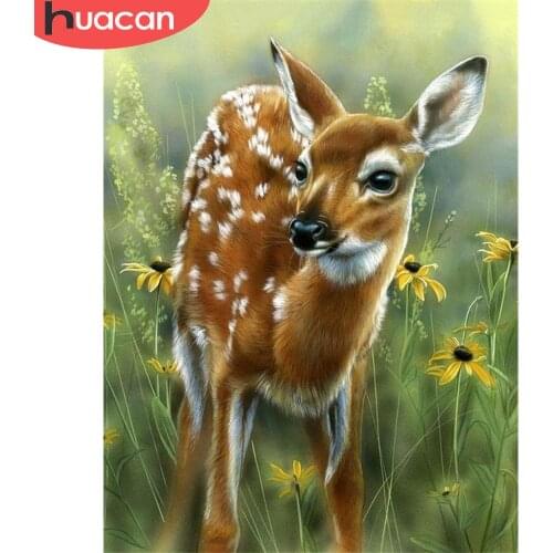 HUACAN 5D DIY Diamond Painting Deer Cross Stitch Kit Diamond Mosaic Animal Full Square Picture Of Rhinestone Handmade Gift Art