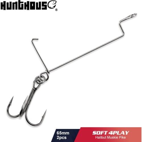 Hunthouse fishing hook jig sofy 4 play 65mm hook 2# 2pcs origin hooks for worm soft lure pig shad Fishing Accessories Tackle