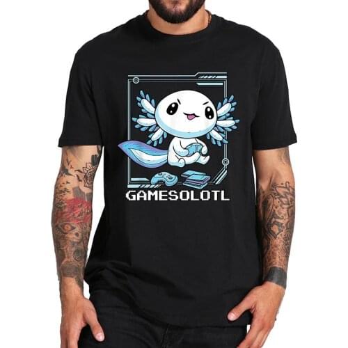 Gamesolotl Gamer Axie Infinity T Shirt Axolotl Fish Playing Video Games T-Shirt High Quality Soft Sweat EU Size Tees
